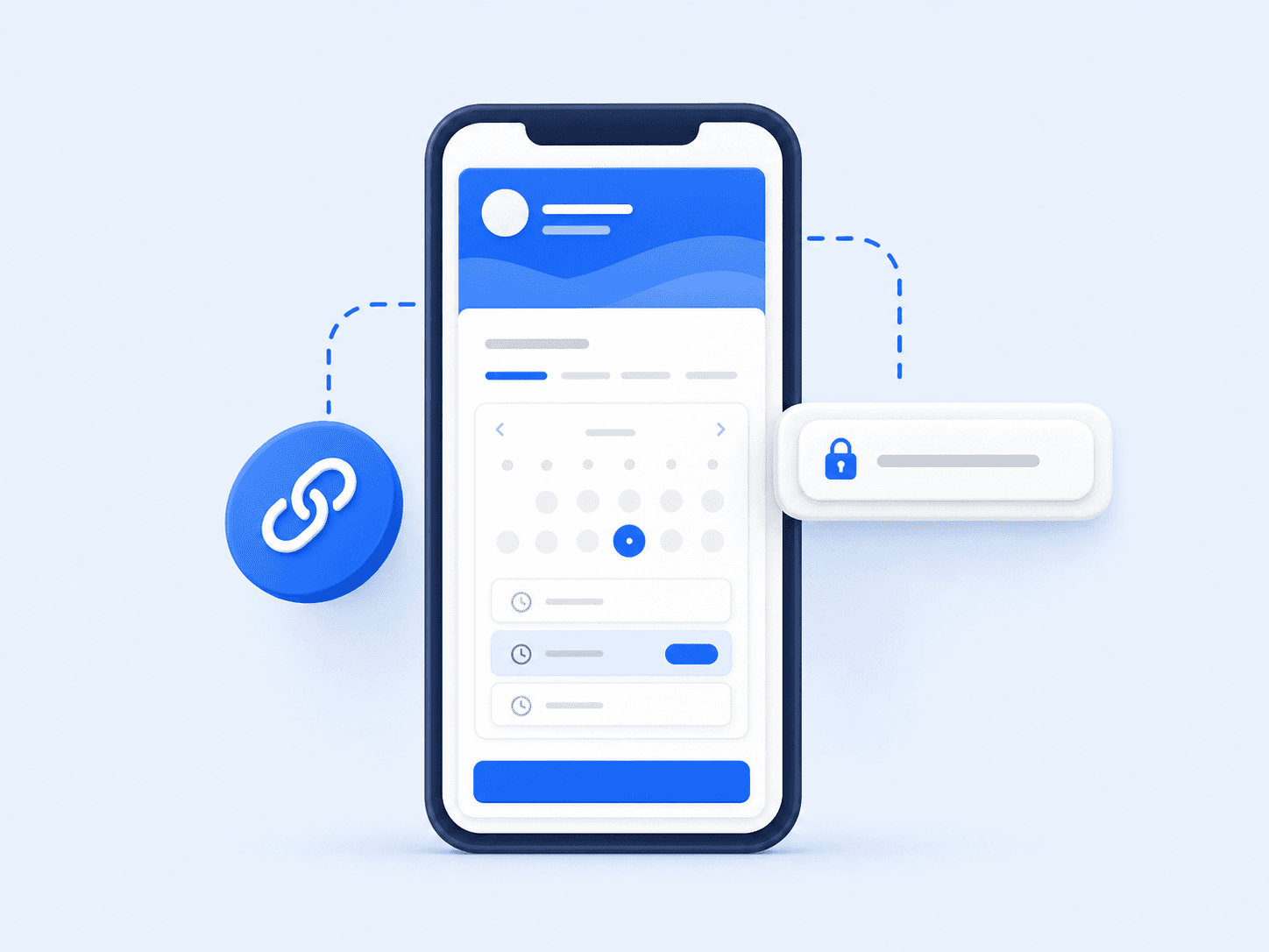 Hosted booking page open on a phone with a secure shareable link