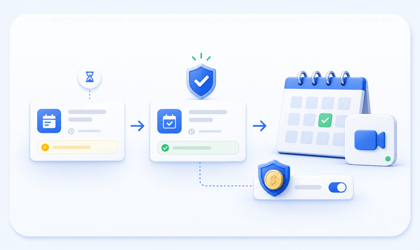 Business approving a booking and preparing its calendar, meeting, and payment options
